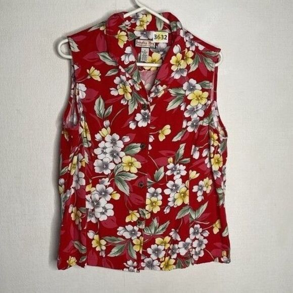 NWOT Jamaica Bay Floral Tropical Sleeveless Button Up Blouse Women Plus Size 1X - Picture 1 of 8